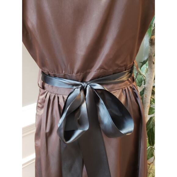 PS Style Midi Dress Women's 12P Brown Acetate Sleeveless Round Neck Waist Tie - Picture 9 of 13